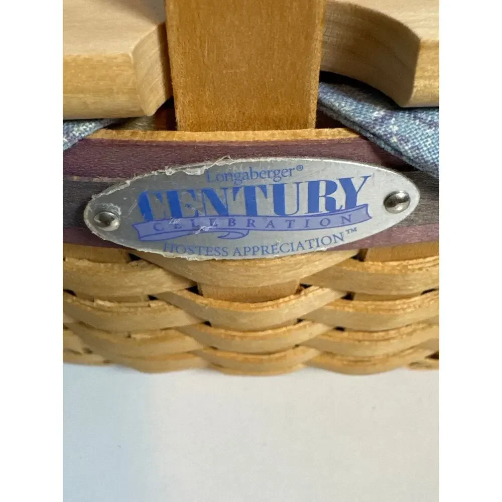 Longaberger Century Celebration 2000 Hostess Appreciation Woven Basket Lid Liner
